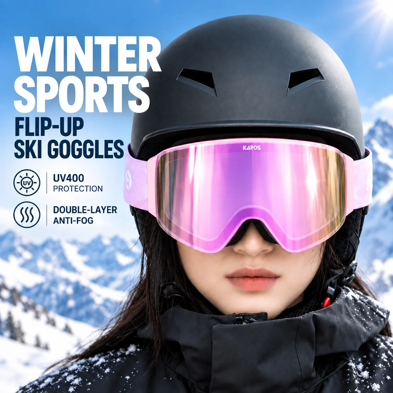 Magnetic Flip-Up Lens Double Layer Ski Goggles Anti-Fog Snowboard Glasses Snowmobile Eyewear Outdoor Winter Sports Protection