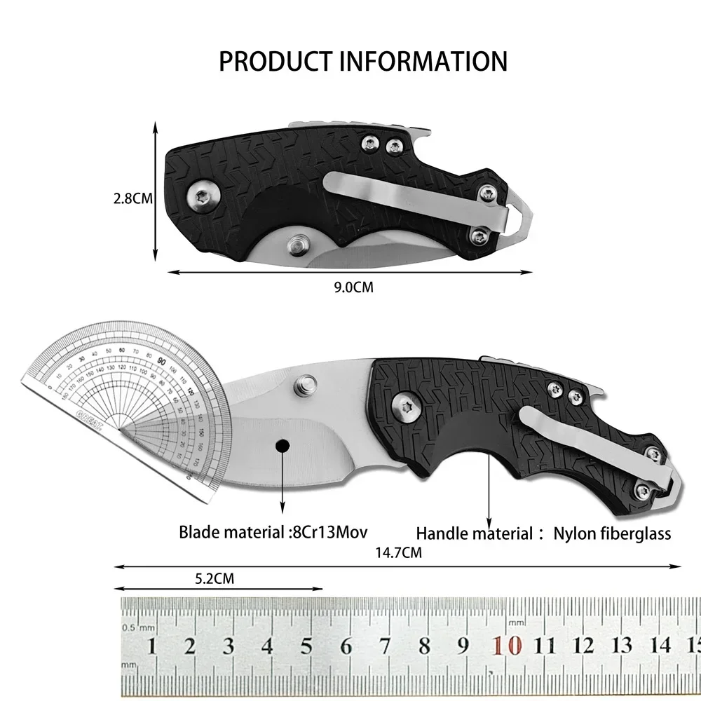 KS 3800 Mini Folding Knife Stainless Steel 8Cr13Mov Blade Nylon Fiberglass Handle Outdoor EDC Multi-function Knife Bottle Opener