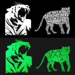 Fashion Animal Style Iron On Patches For Clothing Fluorescence Cool Letters Tiger Heat Transfer Sticker DIY Decoration