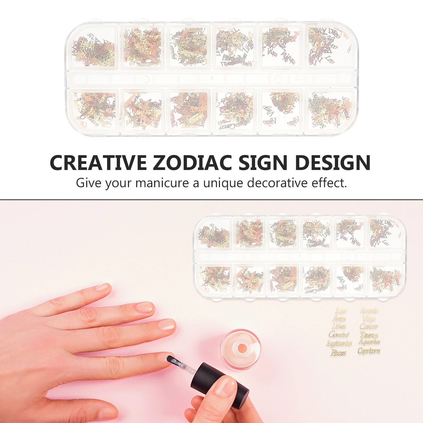 

Twelve Nail Decor DIY naments Zodiac Charm Art Girl Manicure Decorations Alphabet Shaped Adornment Creative