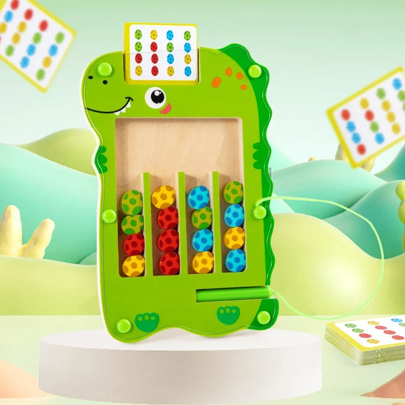 

Wooden Dinosaur Maze Magnetic Dinosaur Egg Walk Position Game Color Pairing Puzzle Educational Toys For Kids