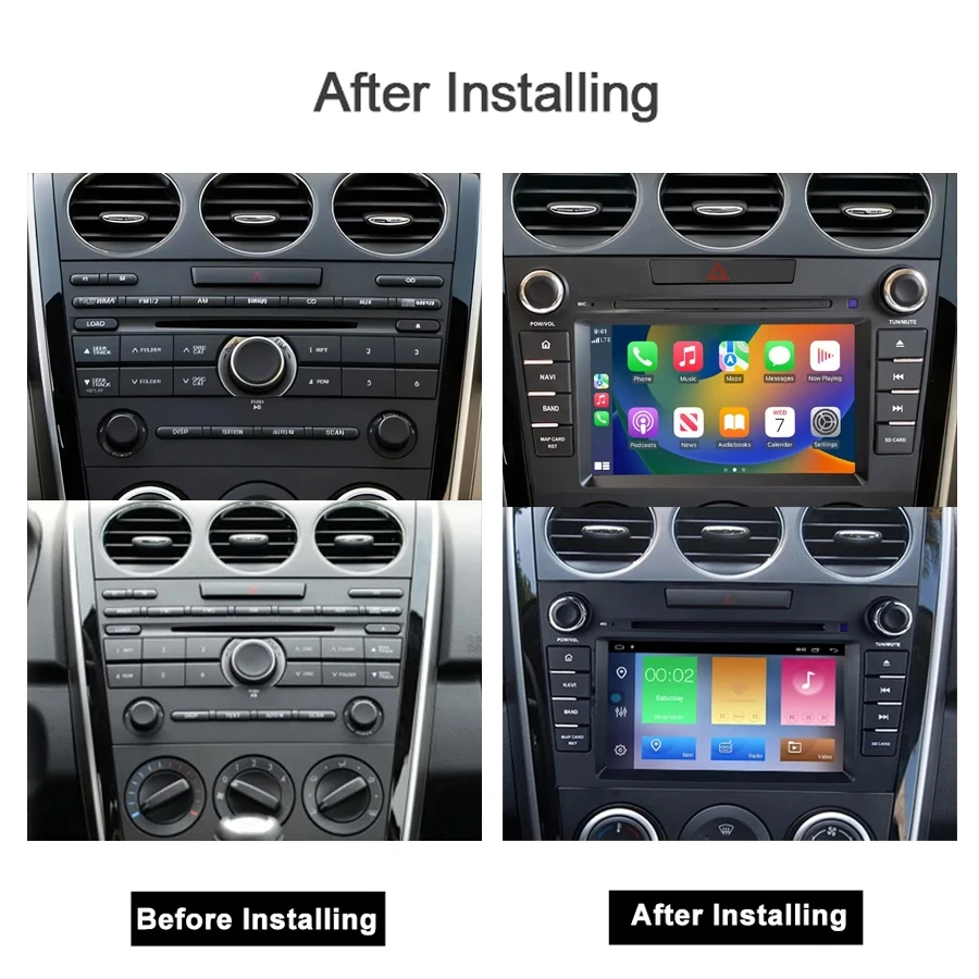 Carplay Auto Android 12 Autoradio Multimedia Videoplayer Navigation Bluetooth 8+256GB Autoradio Für MAZDA CX-7 CX7 2007-2014 – Detail 2