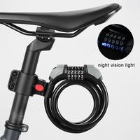 Motorcycle Bicycle Heavy-duty Lock Steel Cable Safety Light With Digit Anti-theft Accessories 5 Bicycle Code Night H5n2