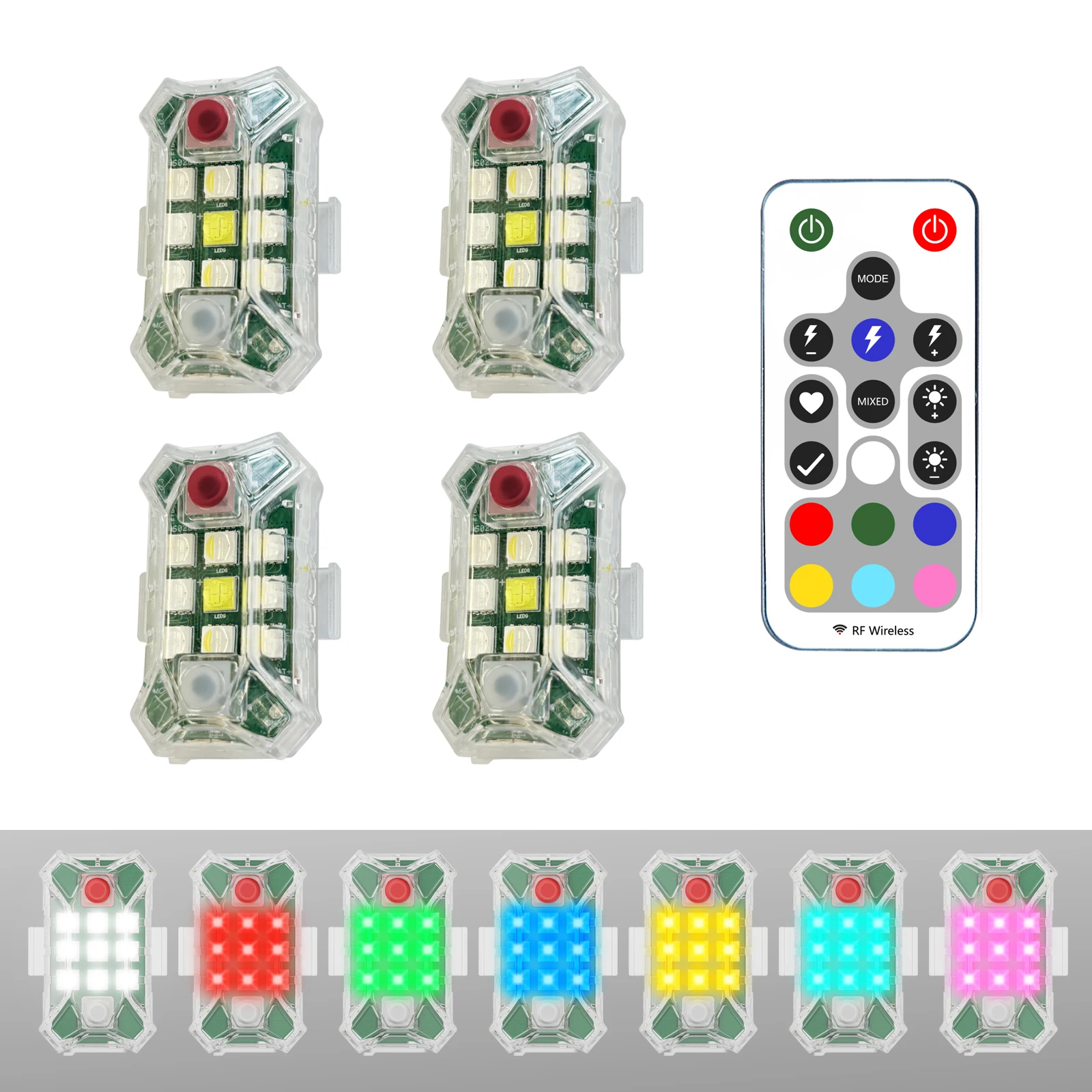 

Strobe Lights X1 For Car Motorcycle Led Flash Anti-collision Warning Lamp Waterproof Wireless Remote Control For Car Bike