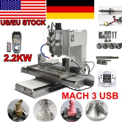 Enrutador CNC de 2200W, HY-6040 de 5 ejes, máquina de grabado de Metal Vertical, fresadora CNC para aluminio, Stock en EE. UU.