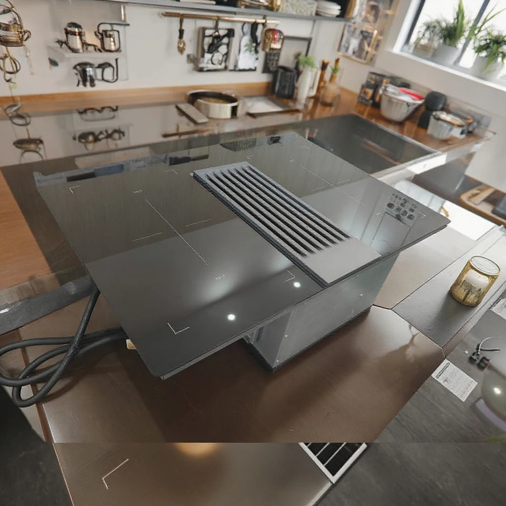 2025 Ohigitecki Range Hood Built-in 4 burner Induction Cooker Felix Zone Exhaust Hood Integrated  Downdraft Cooker Hood