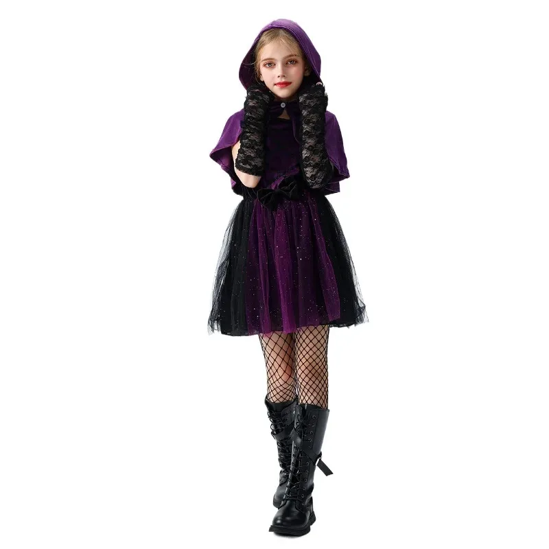 زي ساحرة الهالوين للفتيات الصغيرات، لعب الأدوار مصاص الدماء، أميرة الأطفال، عباءة، هدية كرنفال gh;0