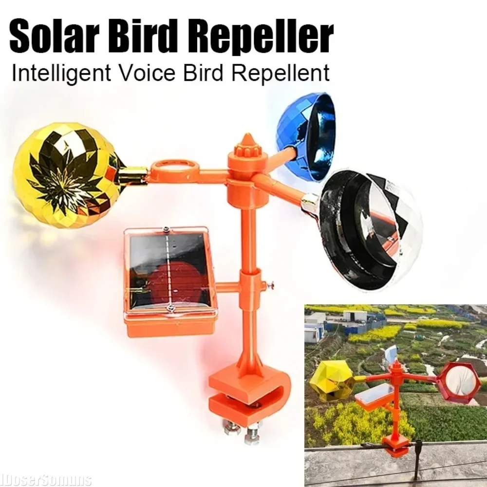 360° Rotating Reflector Solar Bird Repeller Waterproof Solar Energy Bird Repelling Device Farm Orchard Bird Scaring Device