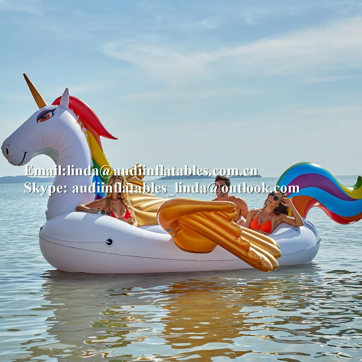 Large Inflatable Unicorn Pool Island 6 Person Inflatable Water Pool Boat For Party