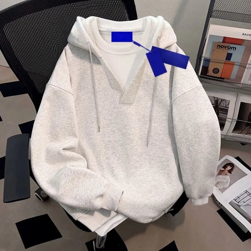 

Корейский стиль, ленивый дизайн, искусственный свитшот из двух предметов, осенне-зимний студенческий стиль, индивидуальный тренд, свободный и удобный топ