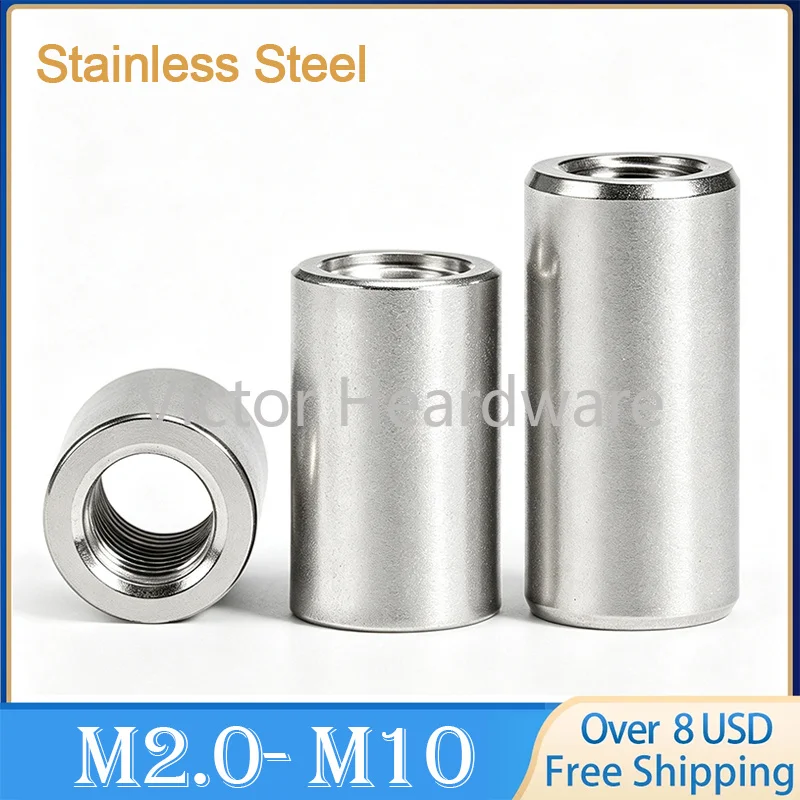 M2 M2.5 M3 M4 M5 M6 M8 M10 M12 M16 Extension Thicken Round Column Joint Coupling Nut Connect Nut 304 Stainless Steel