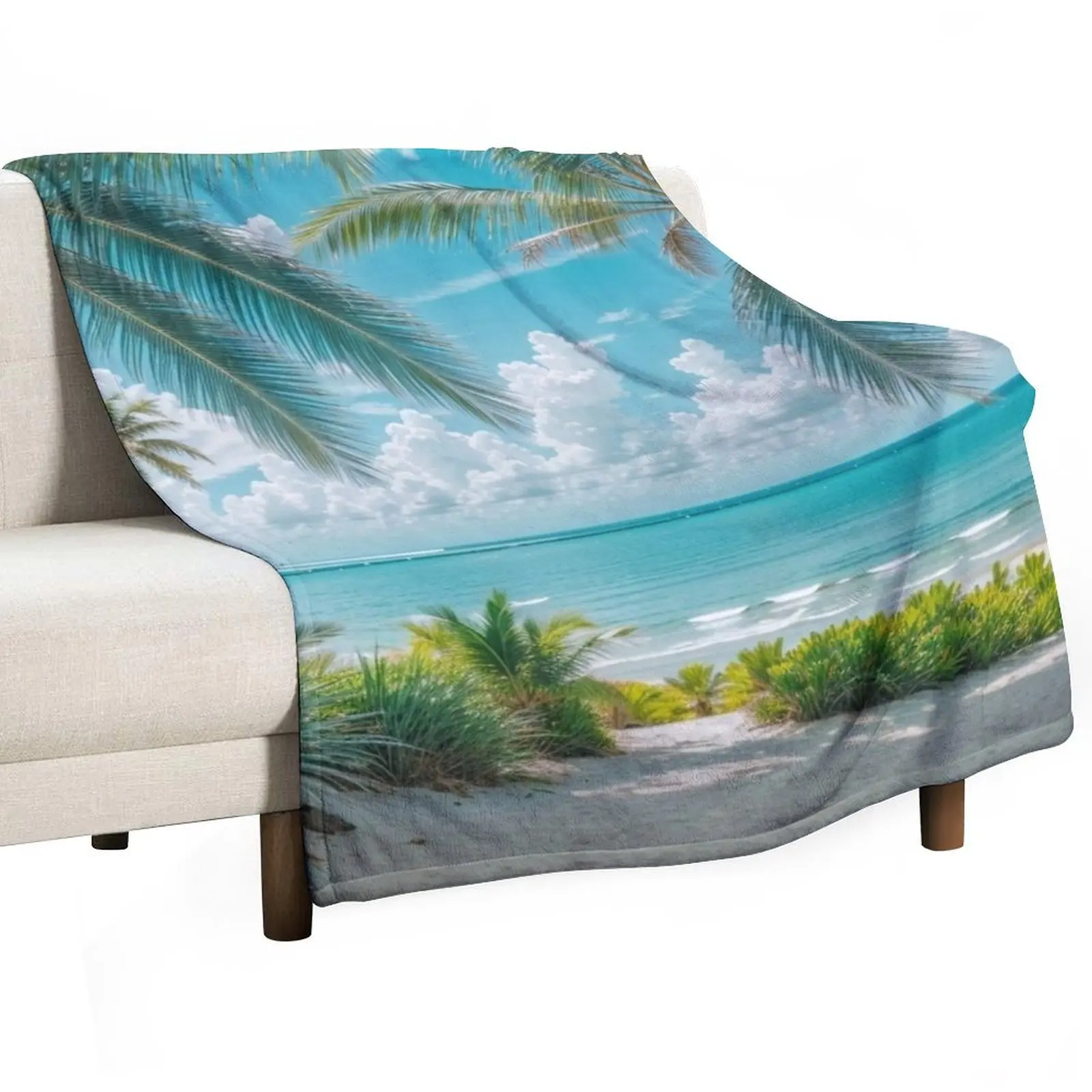 

Pastel Palm Trees Scene Throw Blanket warm winter funny gift heavy to sleep Picnic Blankets
