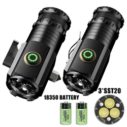 Powerful Mini LED Flashlight High Quality Aluminium Alloy Torch Type-C Rechargeable 18350 Battery With Tail Magnet Flashlight