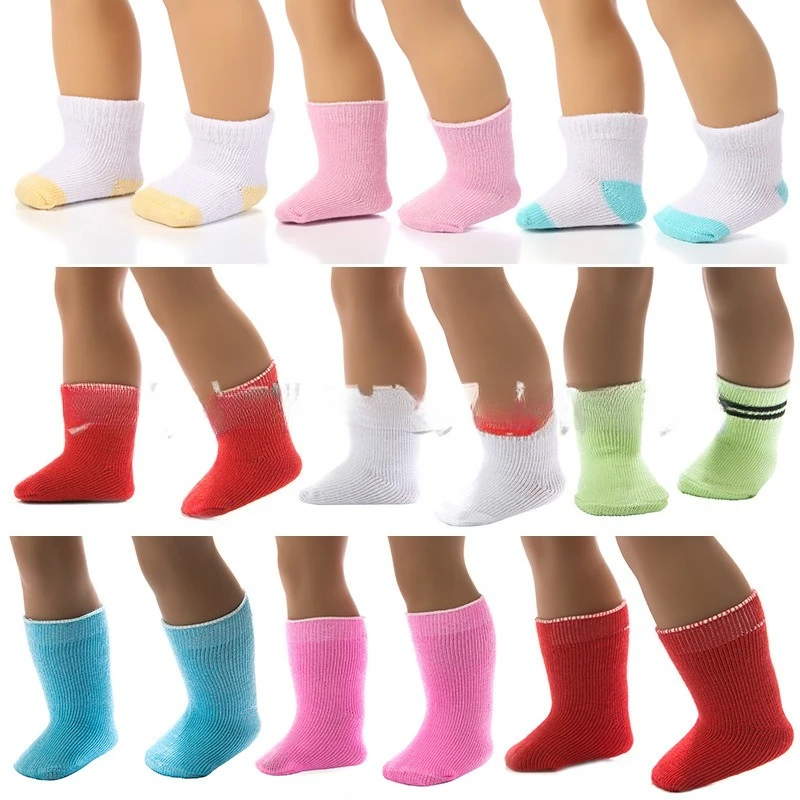 Accesorios para muñecas, calcetines con rayas deportivas bonitas para bebé Reborn de 43Cm y accesorios de ropa para muñeca americana de 18 pulgadas