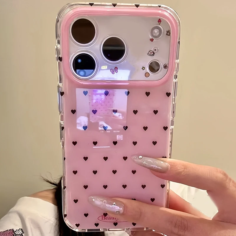 Niedliche, süße, rosa Herz-Silikon-Handyhülle für iPhone 17 16 15 Pro Max 14 13 12 11 Pro – Stoßfeste TPU-Bumper-Hülle
