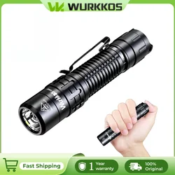 Wurkkos TD02 Tactical Flashlight 2000LM Pocket Torch 18650 Rechargeable EDC Type-C Charging Port Tail Switch IPX8 Waterproof