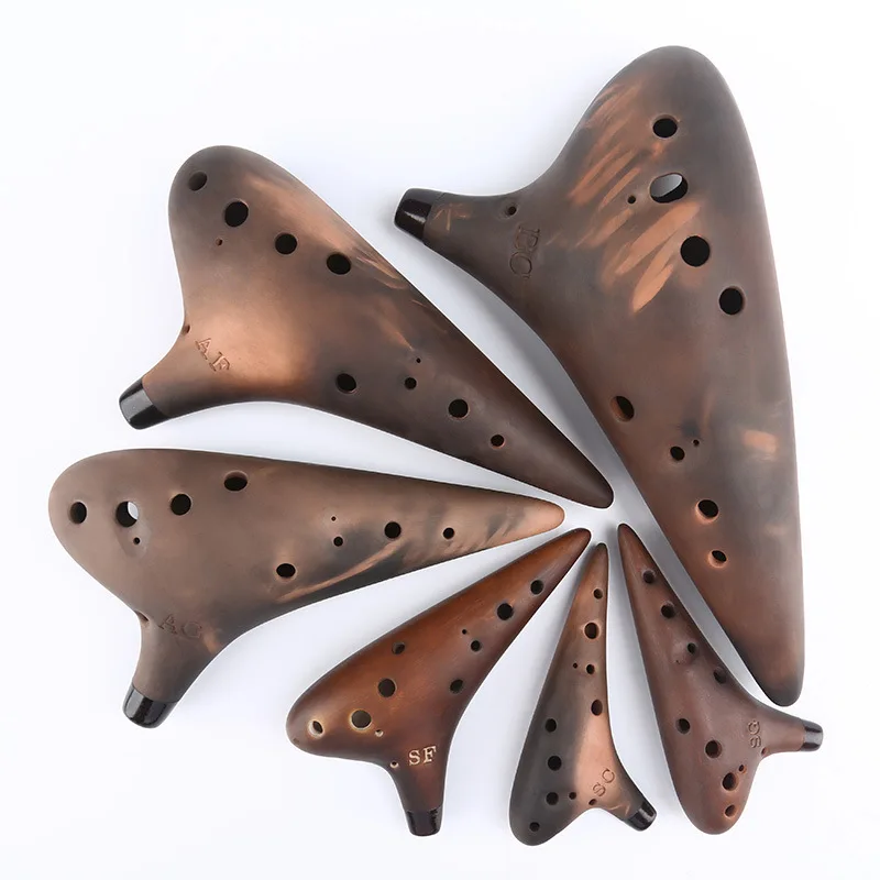 Purple Clay Ceramic Ocarina AC/SF/SG/SC/AF/AG/BC Tones 12 Holes Ocarina Professional Performance Musical Instruments Adults
