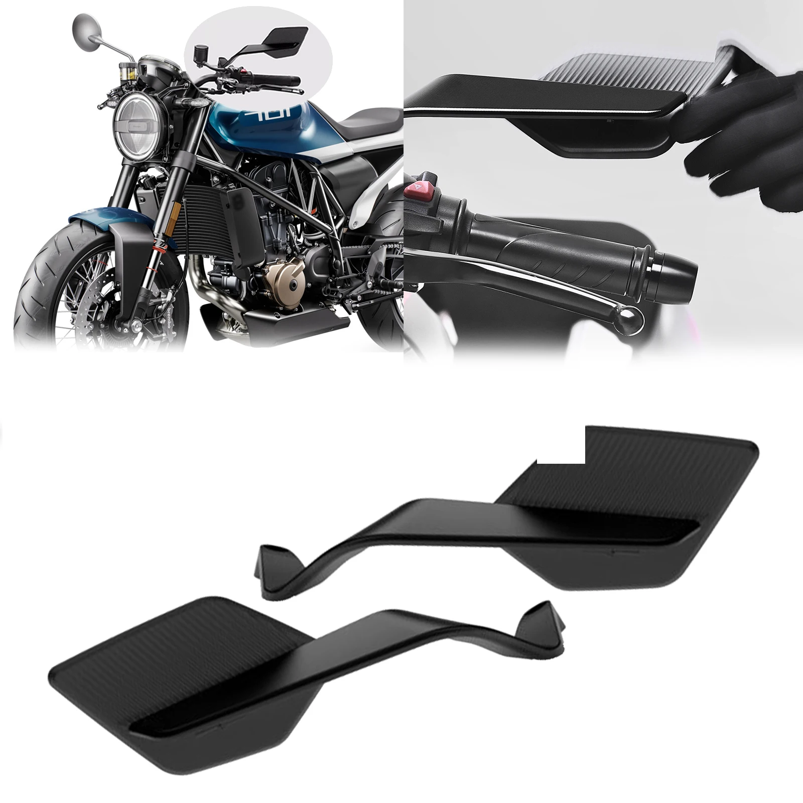 

Для Vitpilen 701 2020 2019 2018 новое зеркало заднего вида для мотоцикла, зеркала с фиксированным крылом, невидимое регулируемое зеркало, вращающиеся боковые зеркала