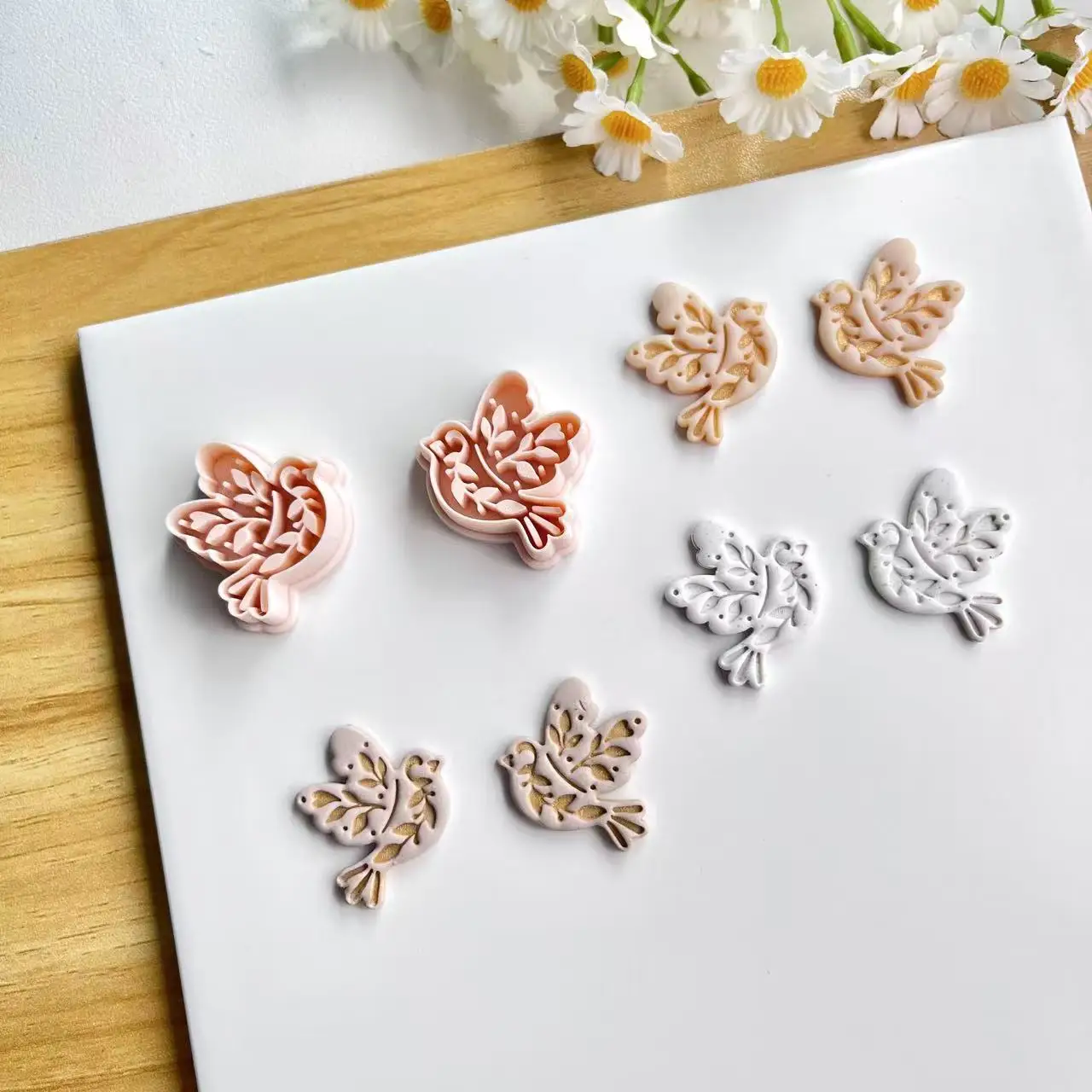 2 Piece Set of Symmetrical Flying Bird Shape Polymer Clay Molds for DIY Creative Decoration Earrings, Brooches, Pendants, Cerami
