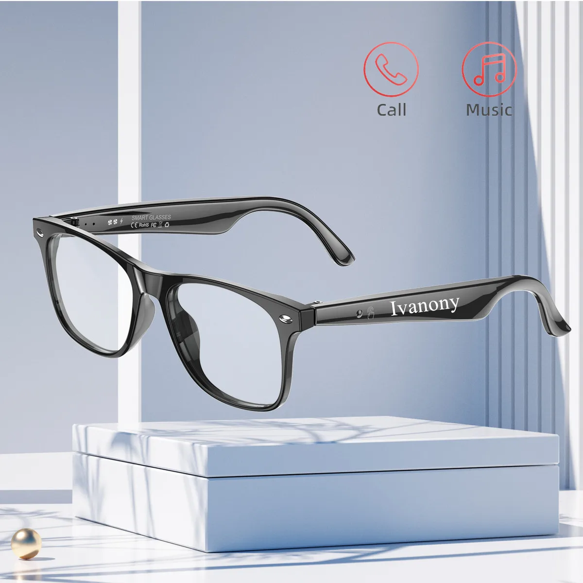 Bluetooth Smart Glasses Translation Receive Call Voice Assistant IP65 Dustproof Waterproof Anti Blue Lenses Smart Glasses Man