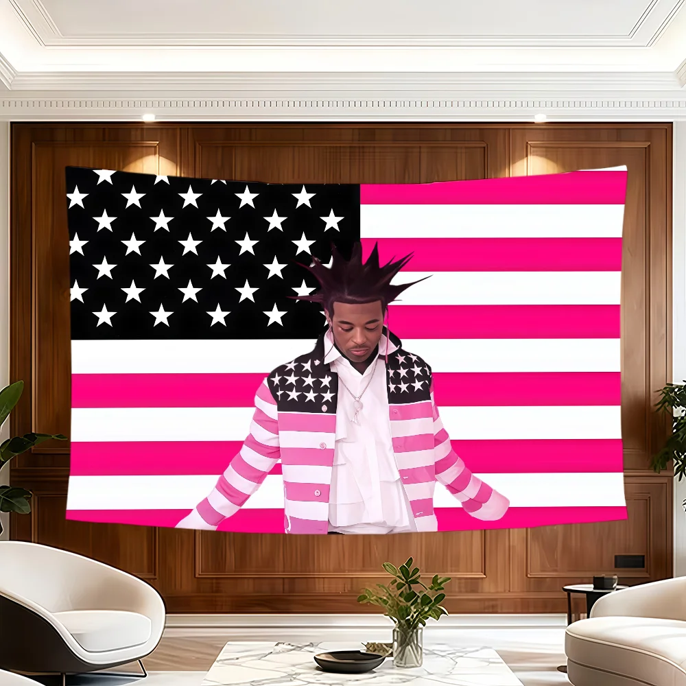 Popular American Rappers L-Lil U-Uzi Vert flag Room Decoration Wall Tapestry Hanging Aesthetic Bedrooms Advertising Banner