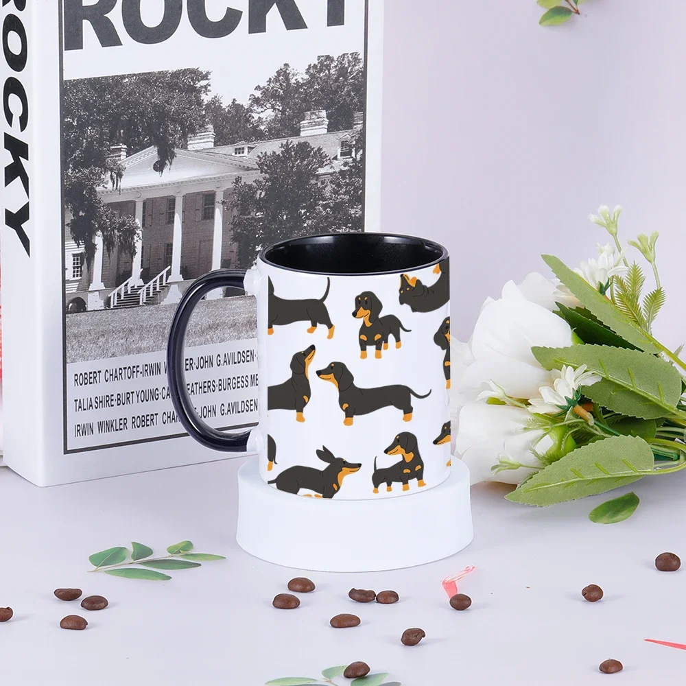 Cute Dachshund Print Coffee Mugs I Love Dachshunds Tea Cocoa Cup Customized Ceramic Cups Unique Gift for Pet Lovers Kids Friends