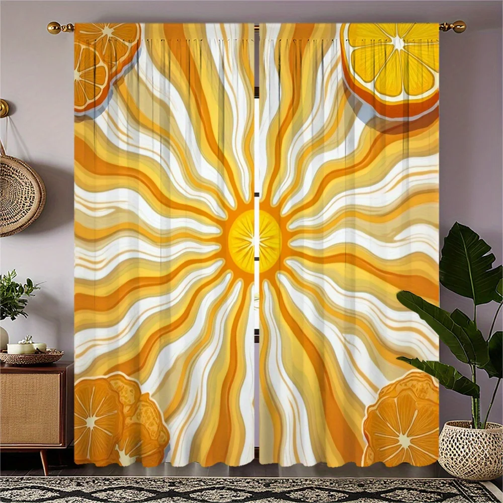 2pcs Curtain Panels - Semi-Sheer Window Drapes with Rod Pocket, Cordless Design for Living Room, Bedroom, Kitchen - Machine Wash