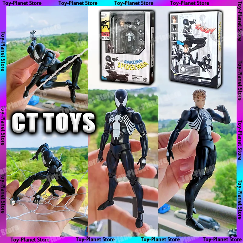 Ct Toys Spiderman Mafex 147 Black 2099 Miles Morales Agent Venom Amazing Yamaguchi Spider-Man Anime Action Figure Gifts Toys