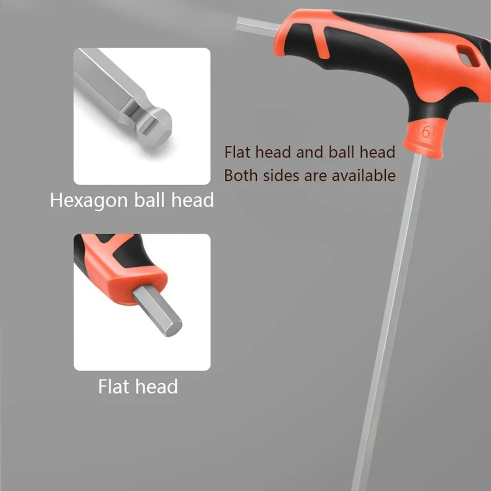 2/2,5/3/4/5/6/8/10mm Kugelkopf/Flachkopf Sechskantschlüssel Handwerkzeug Universal Schnellwechseladapter Chrom-Vanadium-Stahl Sechskant – Detail 6