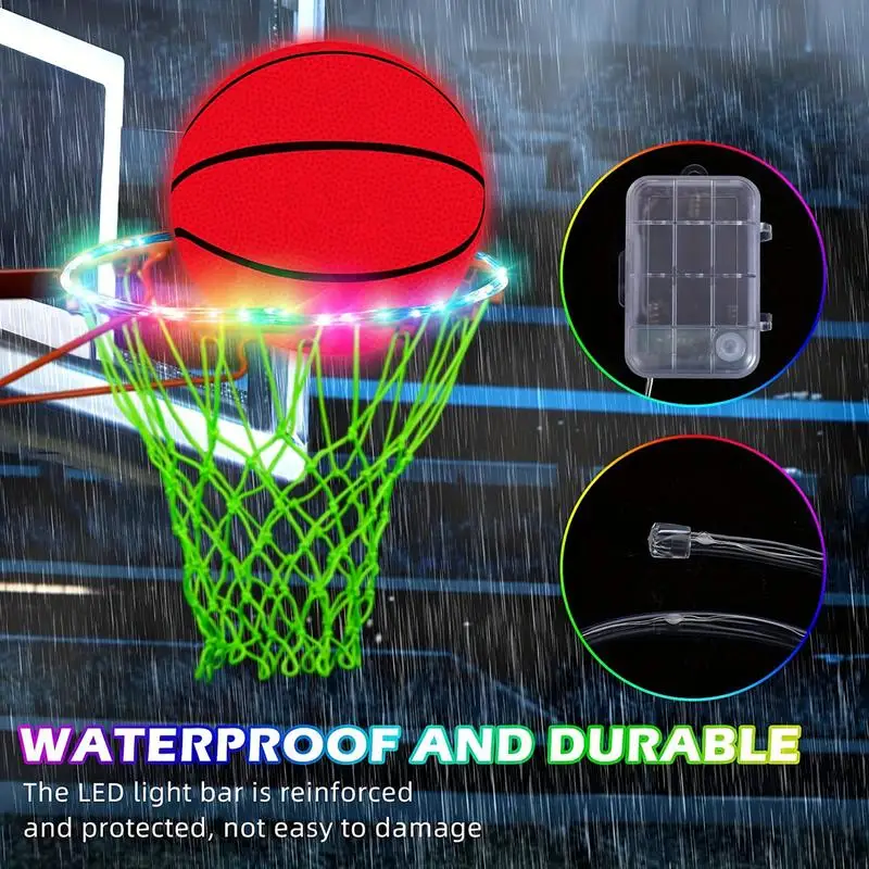 

Basketball Rim LED Lights 16 Color Change Light Up Hoop Water Resistant Remote Contro Ultra Bright 4 Flashing Modes Rim Light