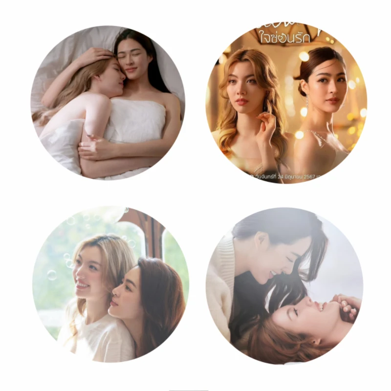 4PC/SET Lingorm Lingling Kwong Ormkornnaphat Thai TV The Secret of Us Drama Stills Picture Badge Bang Brooch Bag Decor Pins