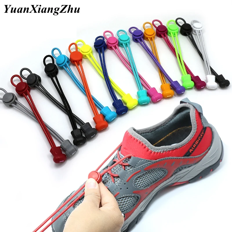 1Pair 22 Colors Elastic Shoelaces Round Locking No Tie Shoe Laces Kids Adult Quick Lazy Laces Rubber Sneakers Shoelace T1