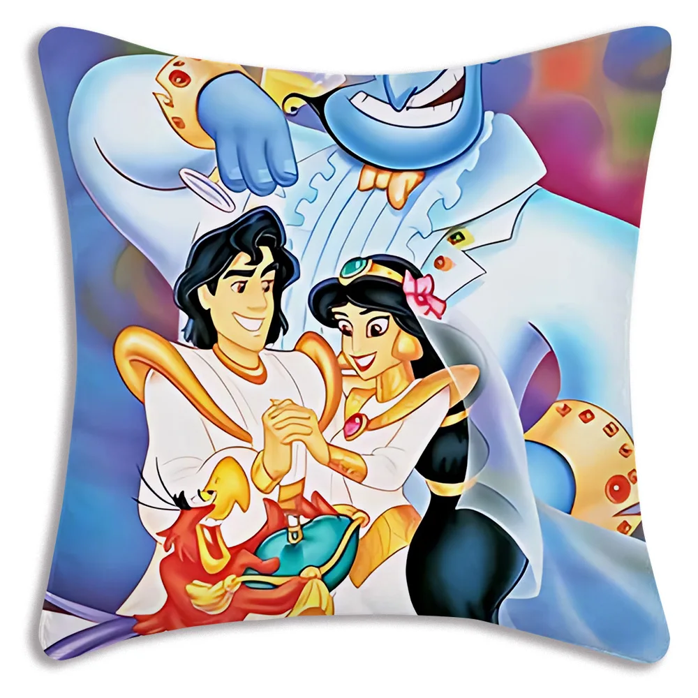 Cartoon Kawaii Aladdin Pillow Covers Cartoon Sofa Decorative Home Double-sided Printing Short Plush Cute Cushion Cover