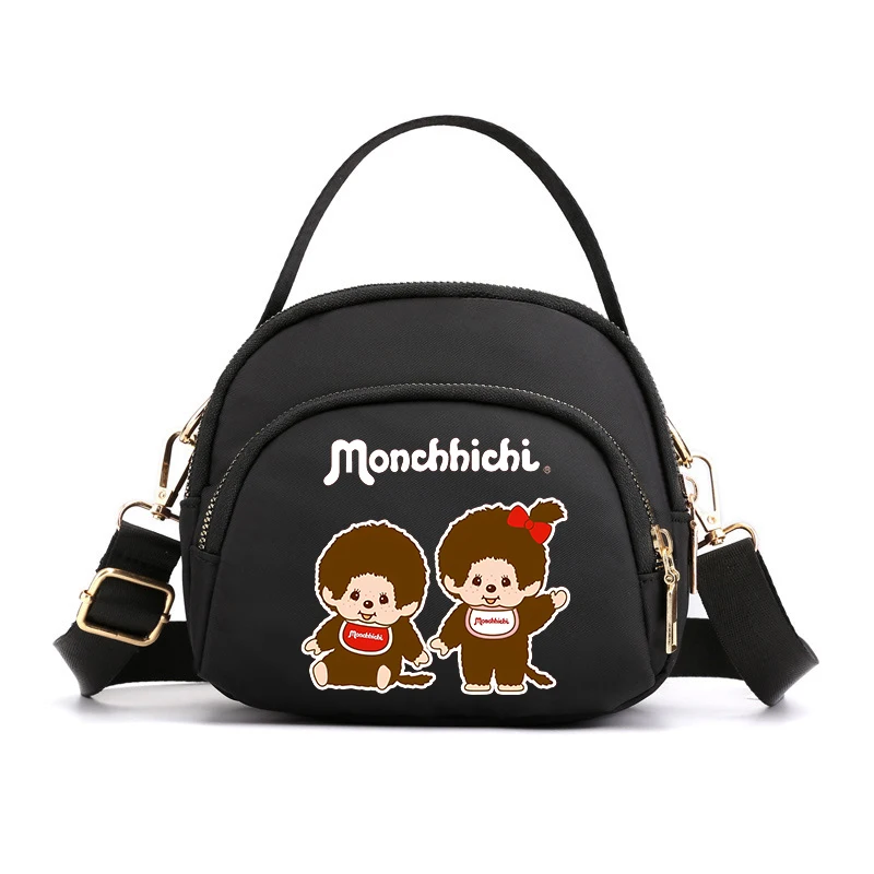 Bolsas Transversais Femininas MONCHHICHI, Bolsa de Ombro com Zíper de Desenho Animado, Mini Bolsas Multifuncionais para Mulheres