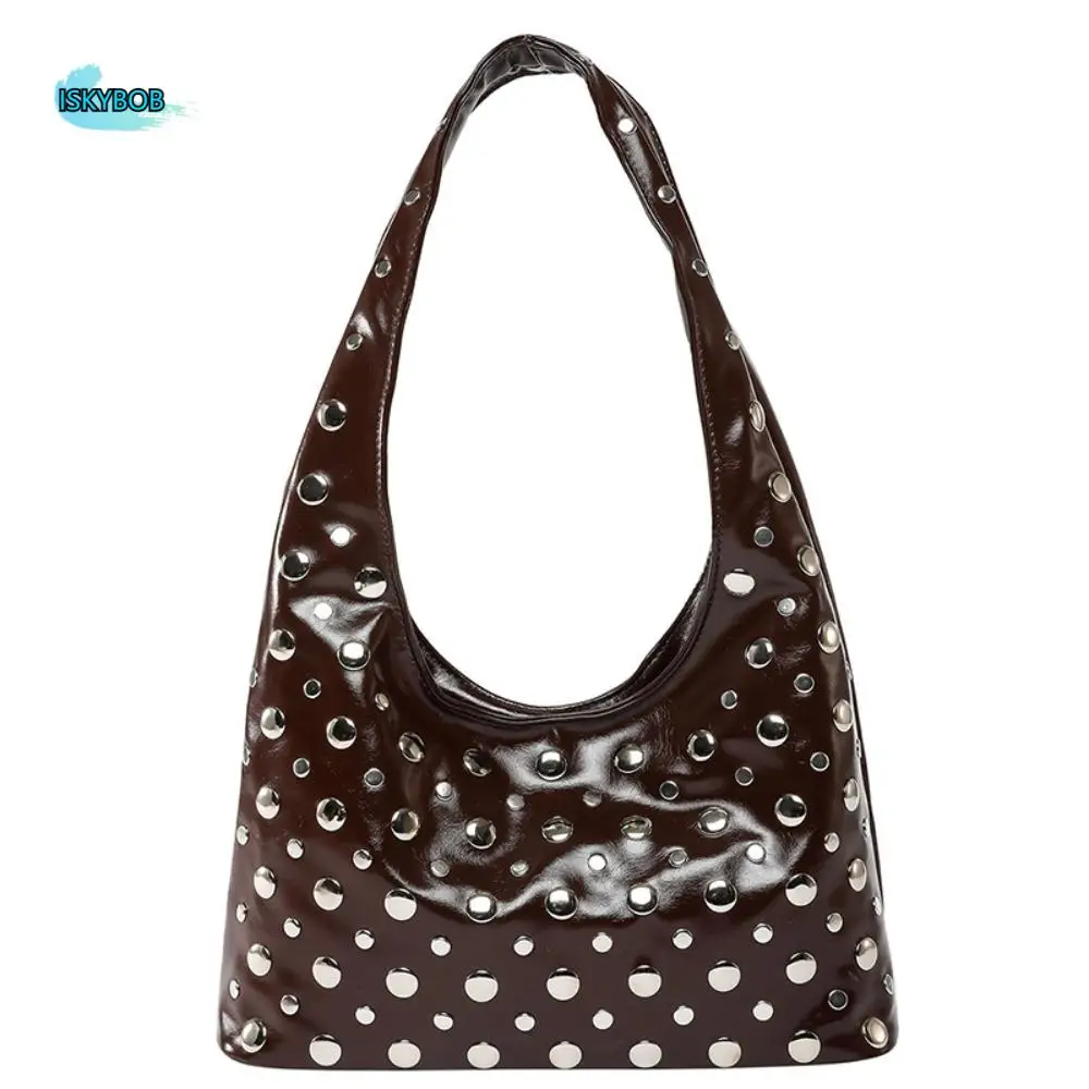 

Simple Metal Stud Rivet Shoulder Bag Spicy Girl Sweet Cool Underarm Bag Punk Style Handbag Y2k Underarm Bag Girl