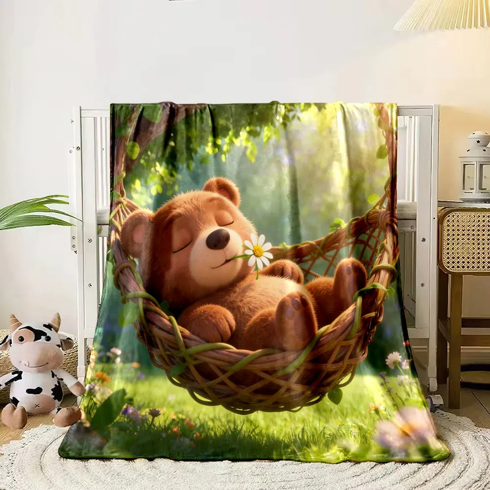 

Animals Sleeping in The Green Forest Printed Blanket, All-Season Multi-Use for Nap Camping, Travel Car Sofa Multi-Size Selection