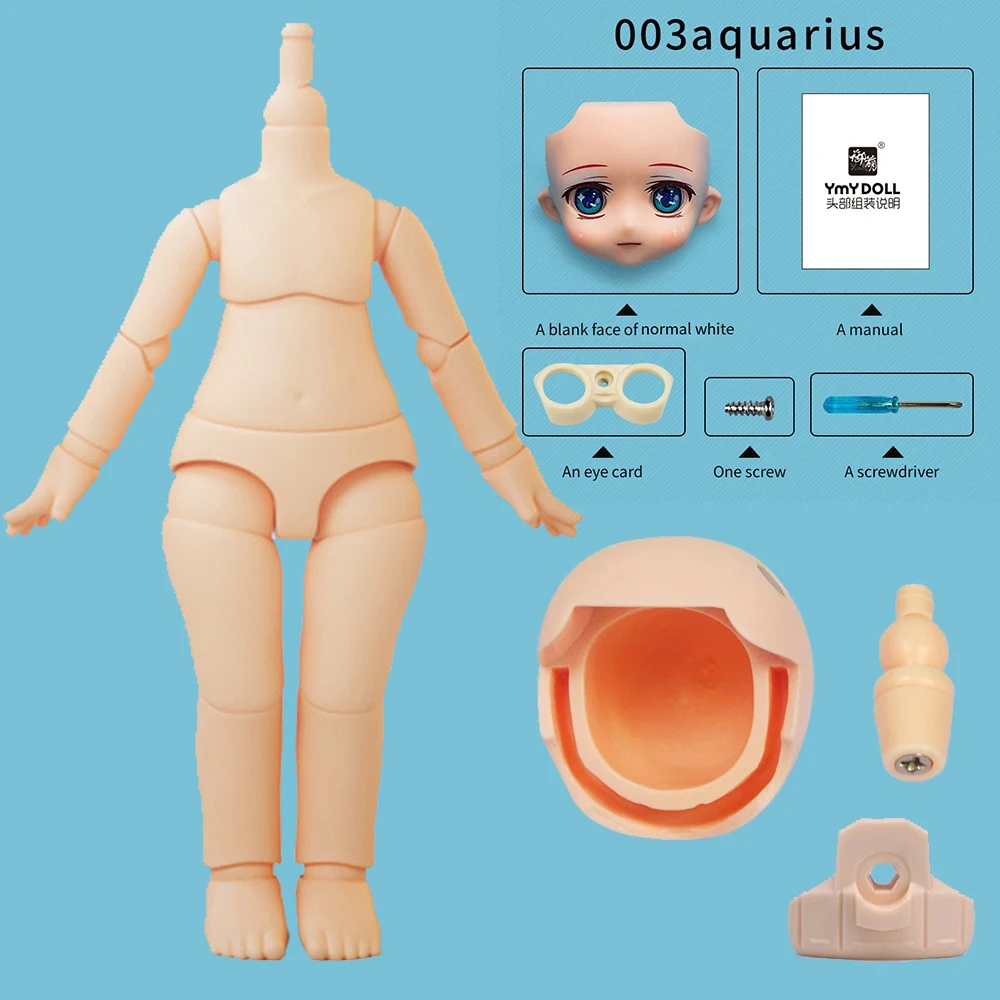 Normal White OB11 Doll Body + Head + Face 10Cm Moveable Joints Doll With Makeup Replaceable Accessories For Obitsu 11Gsc Head