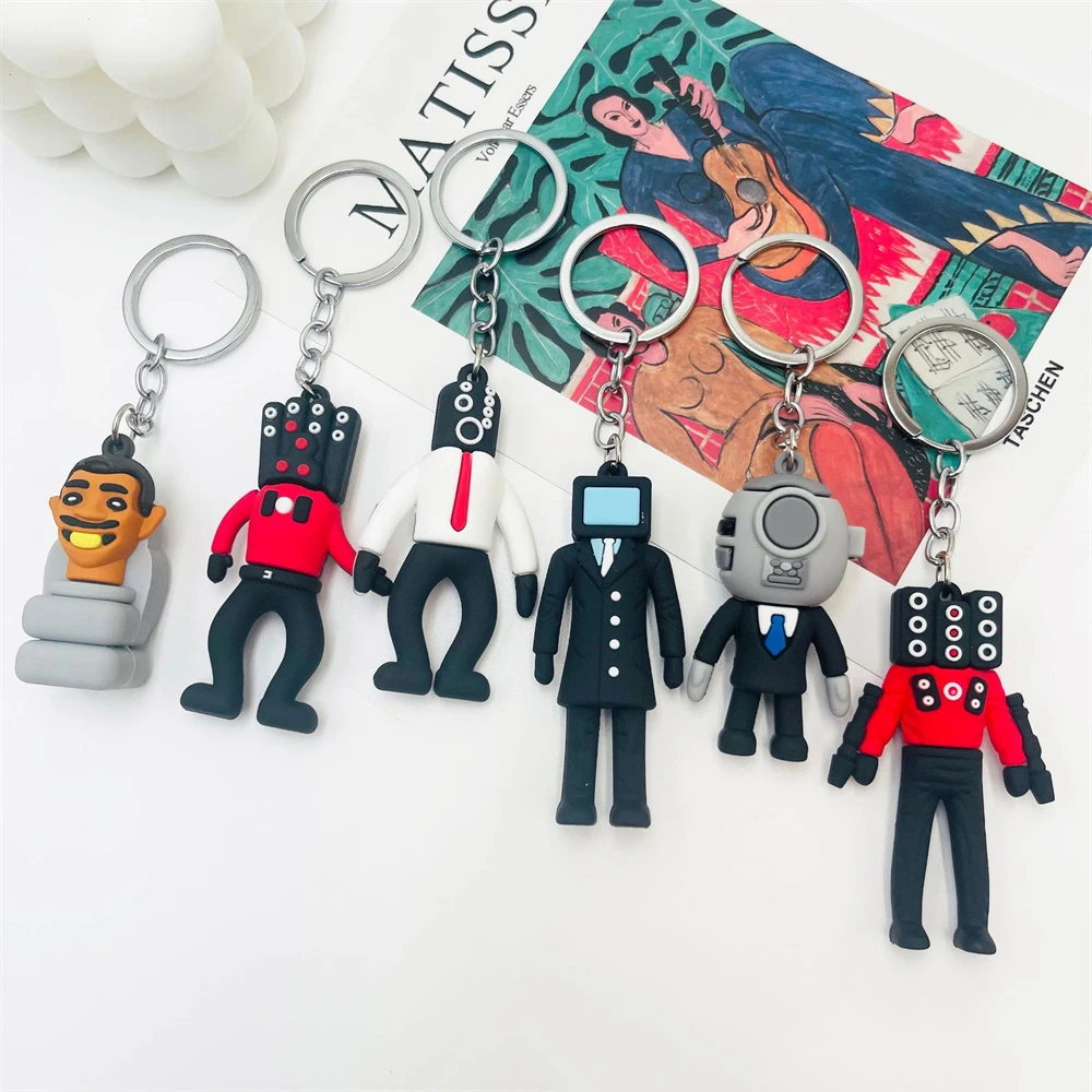 Anime Skibidi Toilet Keychain PVC Keyring Figure Skibidi Dop Toy Pendant for Men Women Backpack Funny Pendant Keyring Jewelry