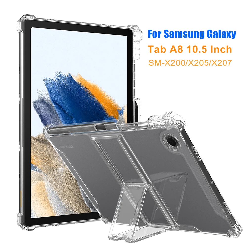 Funda Case for Samsung Galaxy Tab A8 10.5 Inch SM-X200/X205/X027 Soft TPU Stand Cover Case with Pencil Holder Airbag Corners