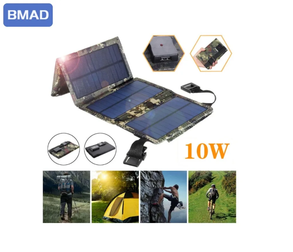 Portable 20W Foldable Polycrystalline Silicon Solar Panel Suitable for Outdoor Mobile Phone Charging Camping Light Power Supply