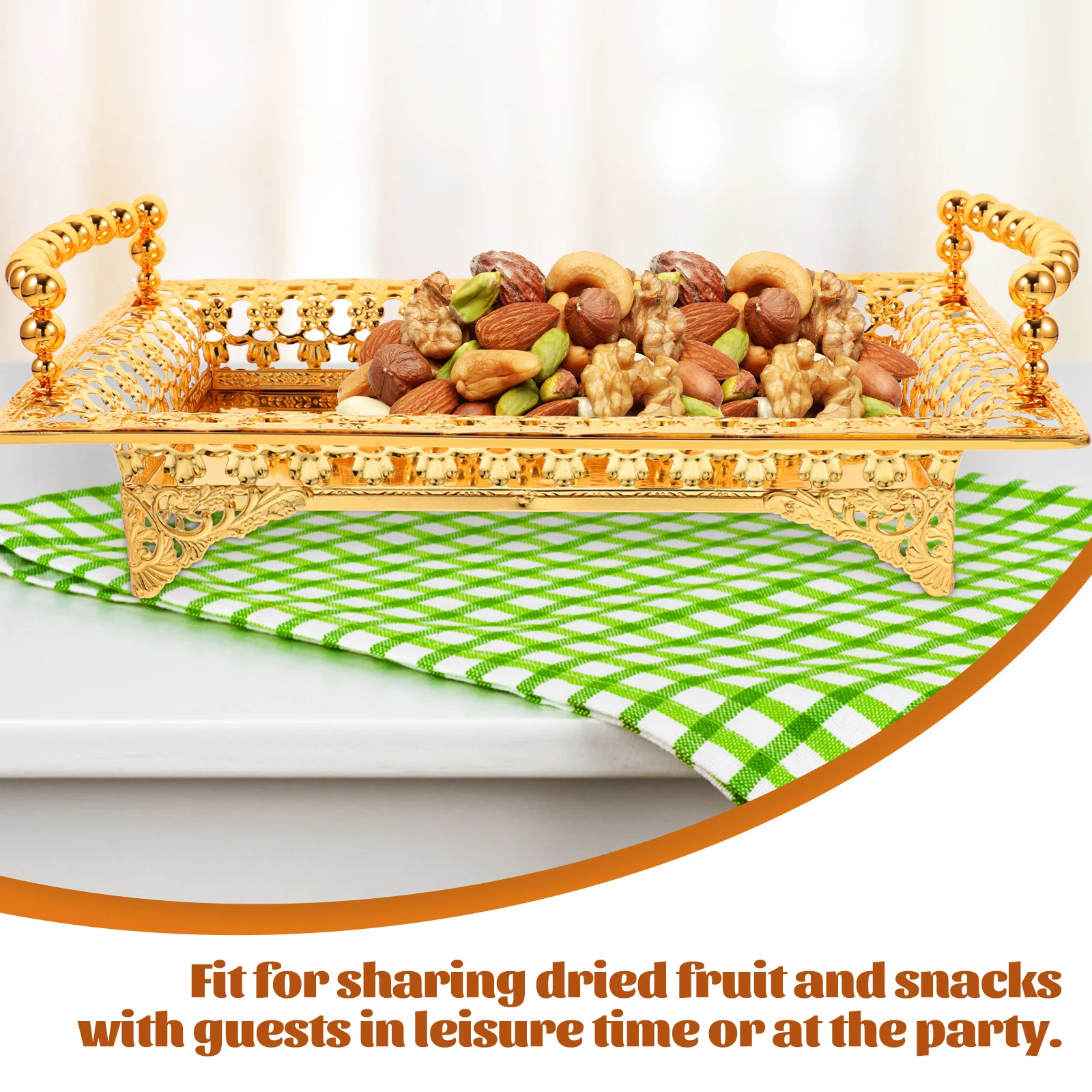 

Sturdy Iron Fruit Tray Multi-Functional Storage Tray For Candies Dried Fruits Snacks Home Party Serving Plate Nut Container