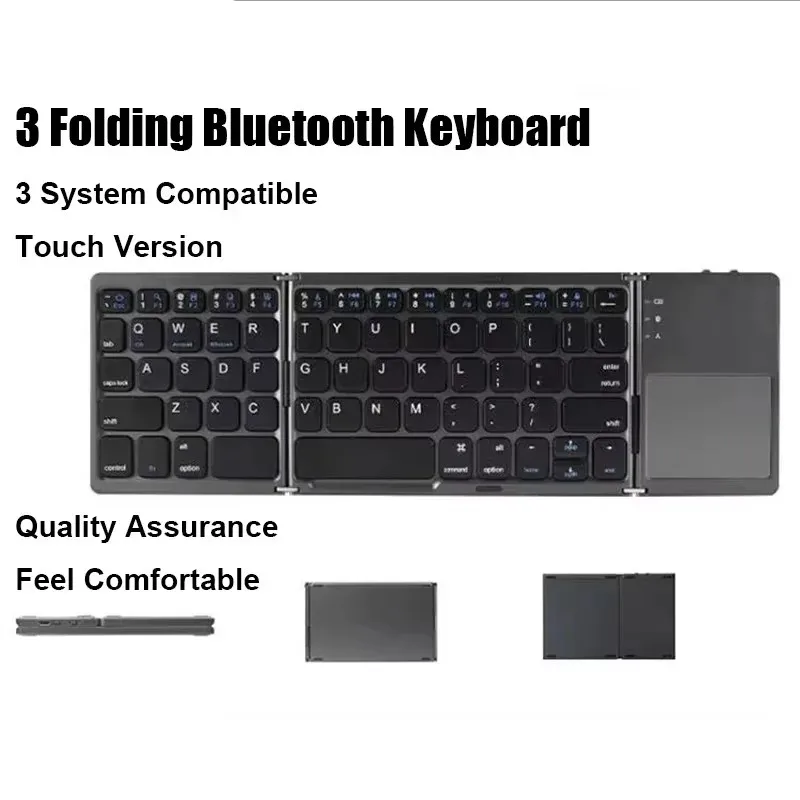 Wireless Folding Keyboard Bluetooth Keyboard with Touchpad for Windows Android IOS Phone Multi-Function Button Mini Keyboard