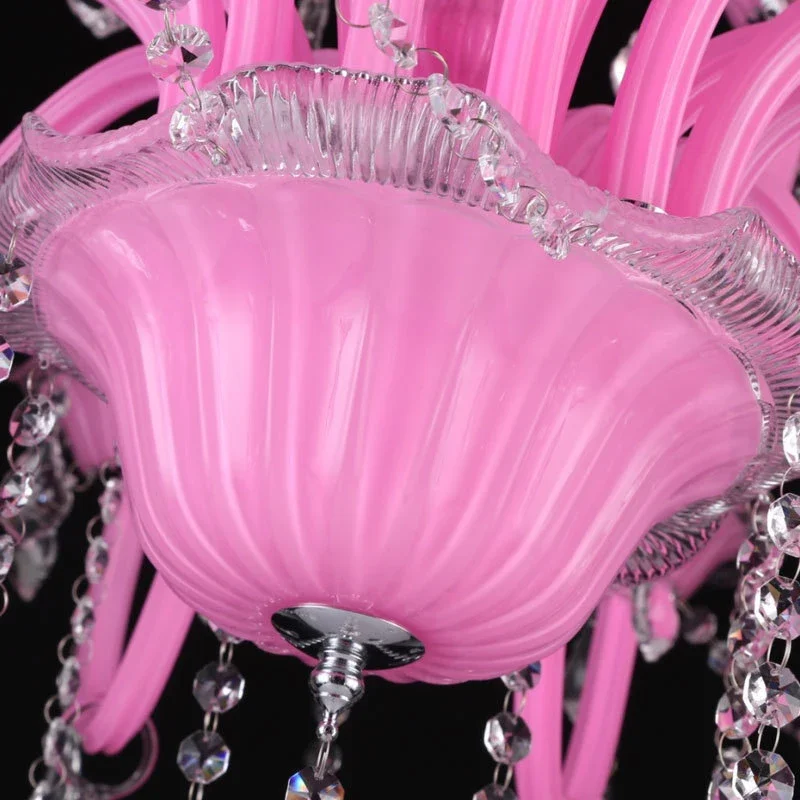 SOURA-lámpara colgante de cristal rosa para habitación de niñas, candelabro de vela para habitación de niños, sala de estar, restaurante y dormitorio