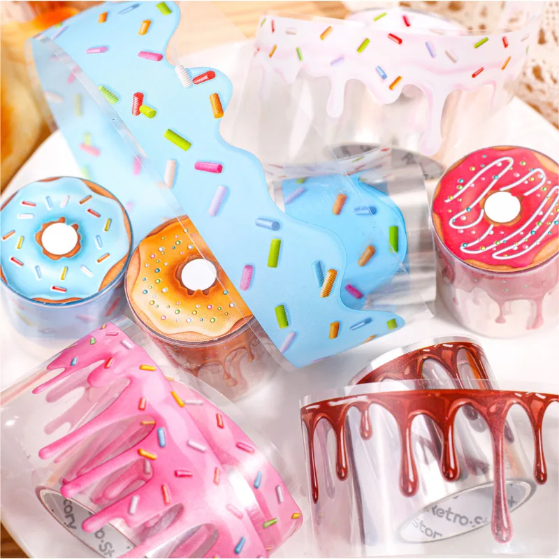 1roll/4x200cm Cream Themed Washi Tape Stickers Sweet Dessert Decorative Masking Tape for Scrapbooking Journal Planner DIY Crafts