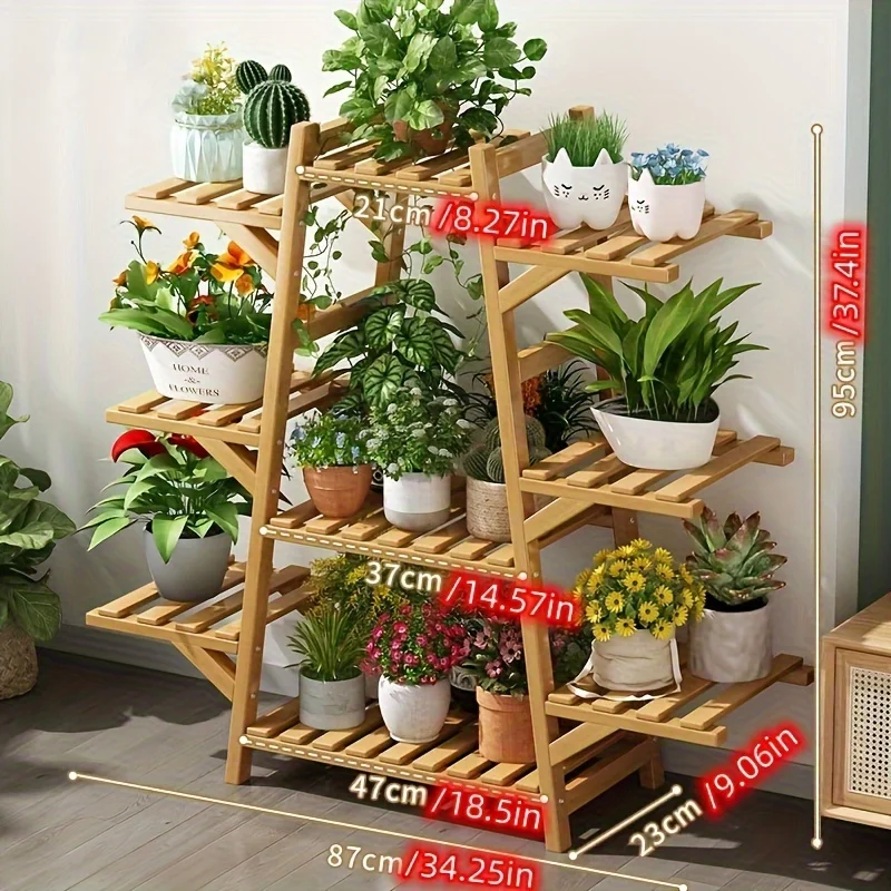 1pc Balcony Flower Rack Storage Rack Indoor Succulent Climbing Flower Rack Plant Planter Rack Modern Living Room Floor Stand