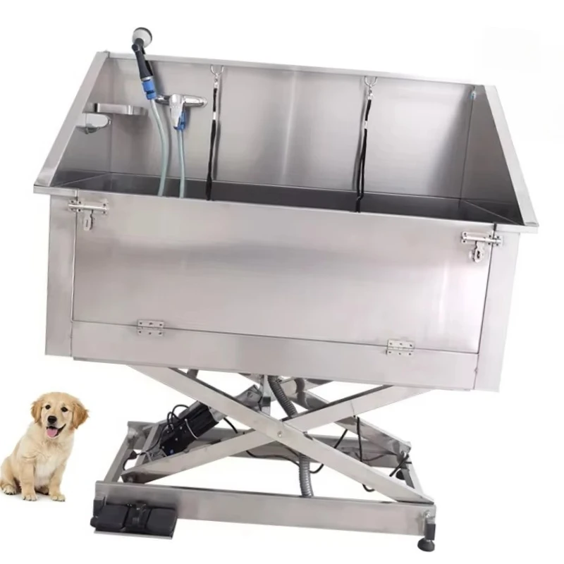 

Большие ванны для груминга животных на заказ, хит продаж: ванна для собак из нержавеющей стали с электроприводом для подъема, для зоотоваров