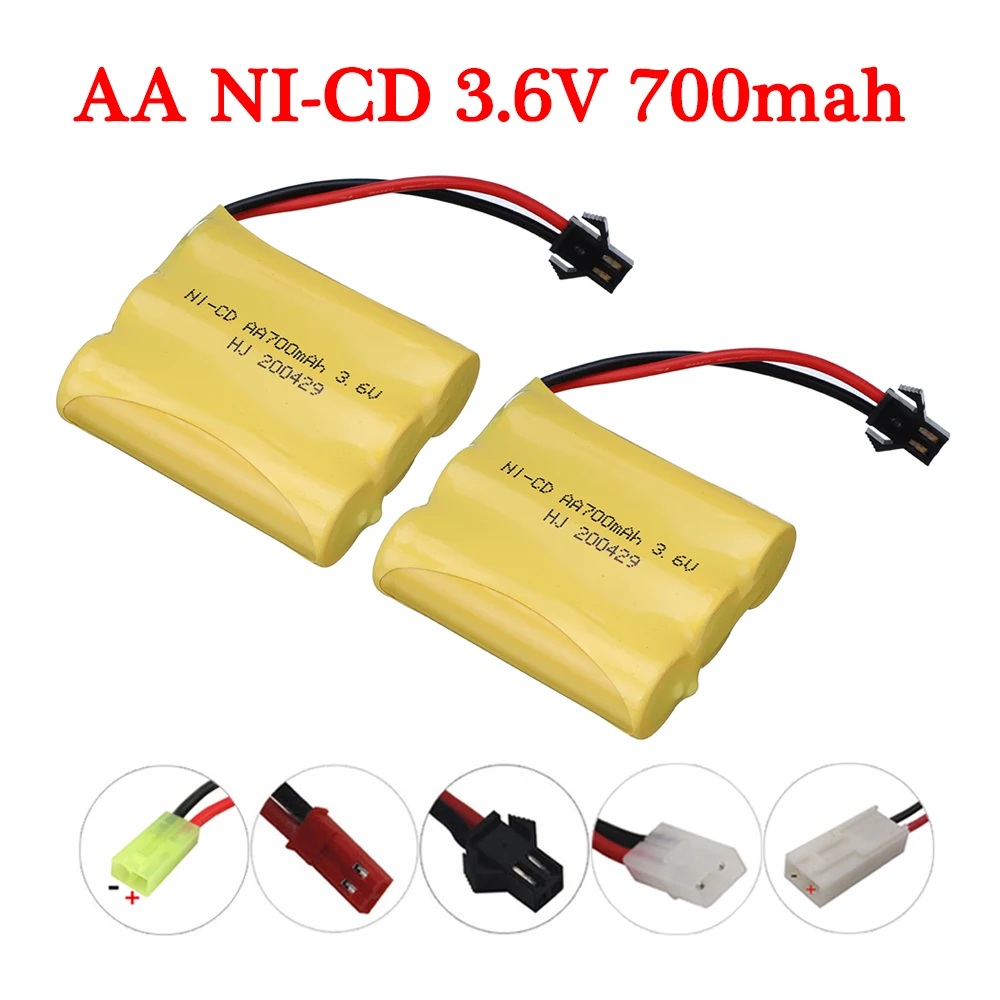 2pcs 3.6V 700mah NiCD Battery AA 3.6V Battery Pack For RC Toys Car Tanks Trucks Trains Boats RC Toys Model Battery 3.6V Battery