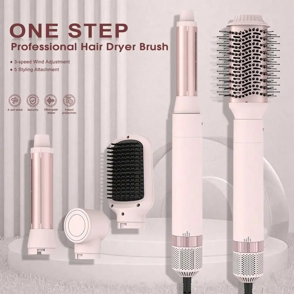 5-In-1 Hot Air Comb, Multi-Functional Hair Dryer, Hair Straightener, Curling Iron, Dual-Purpose Head Change, Hair Dryer, Hair Dryer