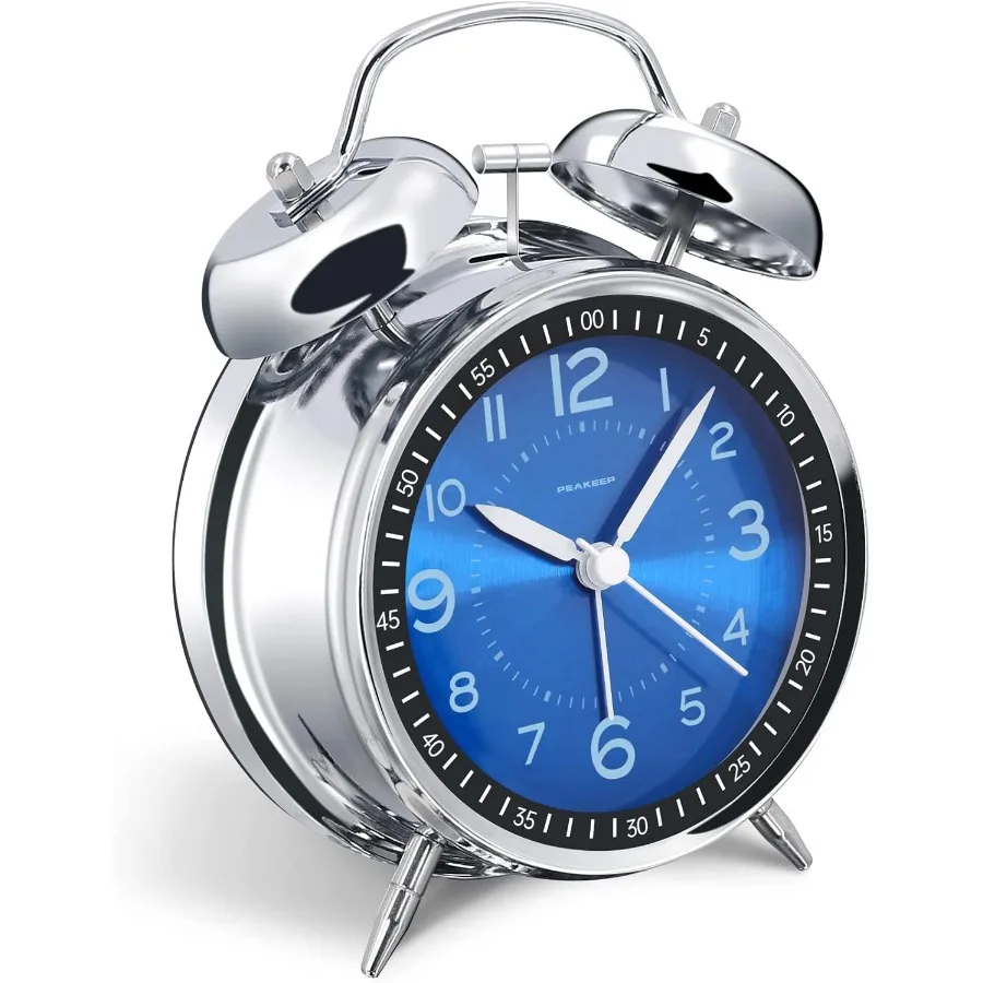 Loud Alarm Clock for Heavy Sleepers Adults Metal 4.5 Inches Twin Bell Battery Operated Alog Alarm Clocks for Bedrooms tion Jewe