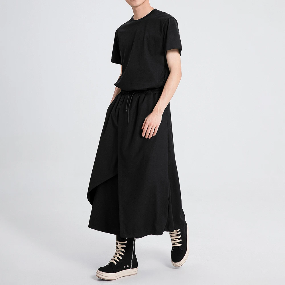 XS-5XL Summer New Men's Double Layer Skirt Pants American Retro Fashion Trendy Street Casual Loose Breathable Men's Bottoms